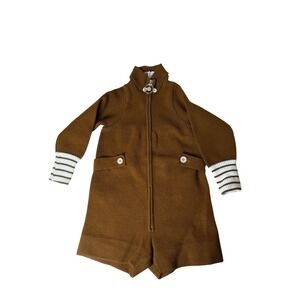 Vintage Piccolino Romper 3T Brown Knit Jumpsuit Mod 60s 70s‎ Made in Italy